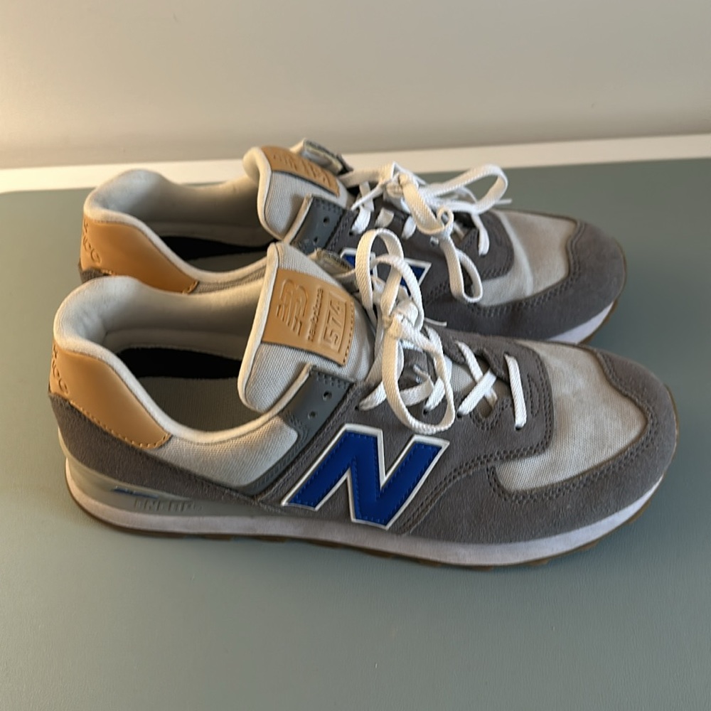 Men’s New Balance 574 Castlerock Team Royal Gray/White/Blue Size 9.5